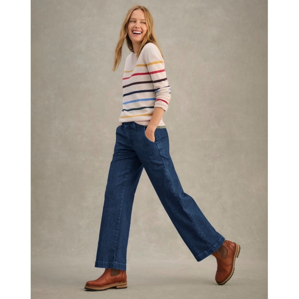 L.L. Bean Women's High-Rise True Shape Wide-Leg Trouser Jeans - Size 12P